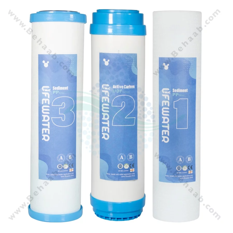 پک 3 عددی فیلتر تصفیه آب لایف واتر - Lifewater 3-Stage 10 Inch Water Filter Cartridge Set PP GAC CTO