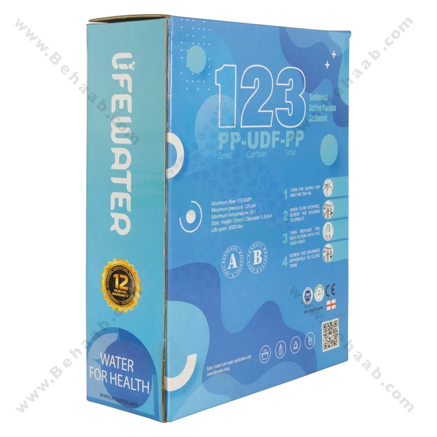 پک 3 عددی فیلتر تصفیه آب لایف واتر - Lifewater 3-Stage 10 Inch Water Filter Cartridge Set PP GAC CTO