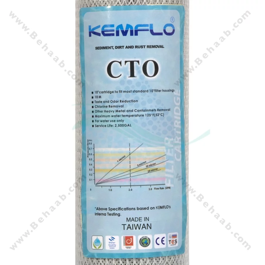 فیلتر کربن بلاک کمفلو - 10-inch CTO Carbon Block Filter Cartridge Kemflo