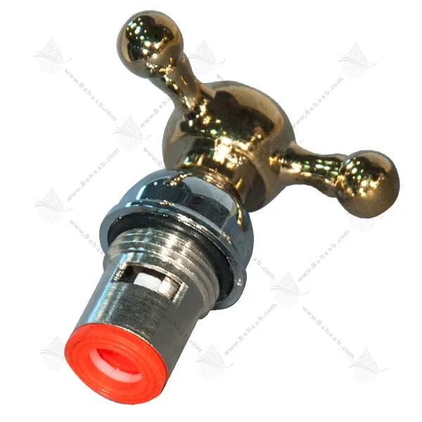 مغزی درشت شیر برداشت با فلکه-طلایی - Faucet Acsessories Big with valve Yellow