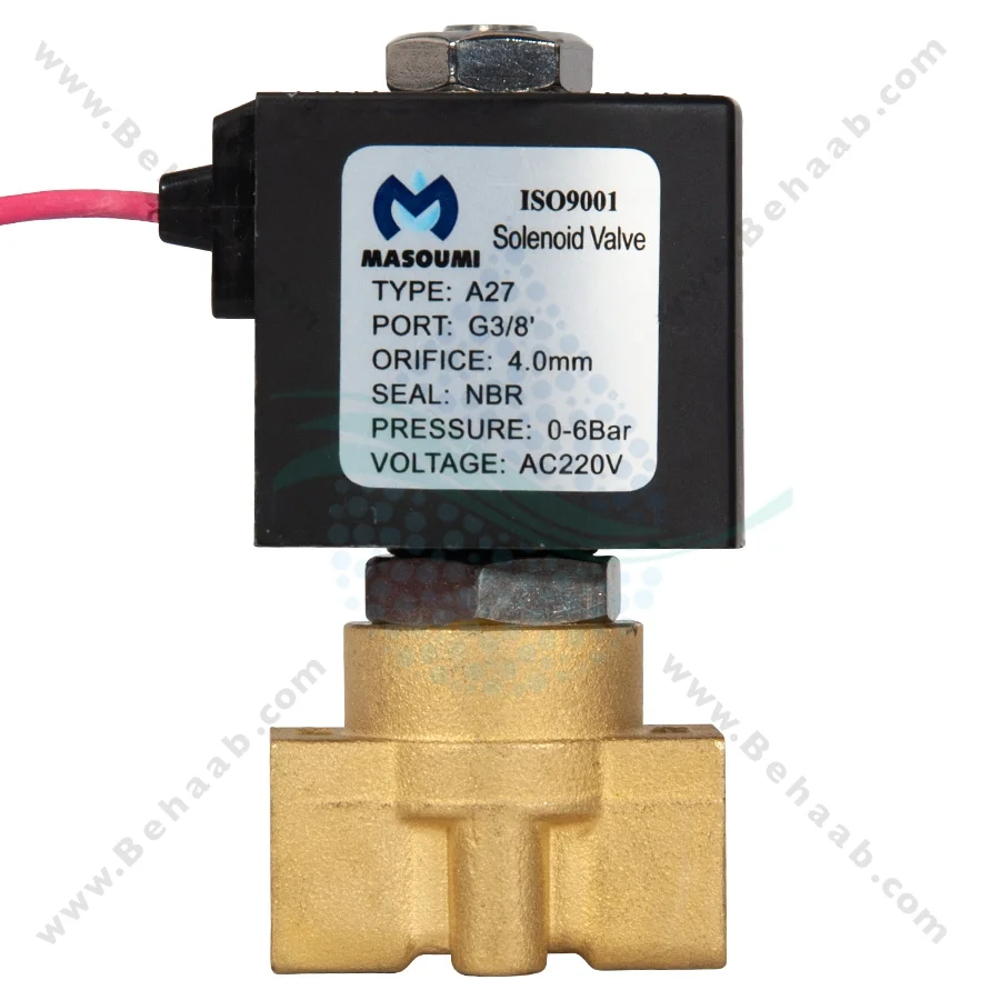 شیر برقی تصفیه آب نیمه صنعتی معصومی مدل A27 - 220V AC Ro Solenoid Valve Masoumi A27