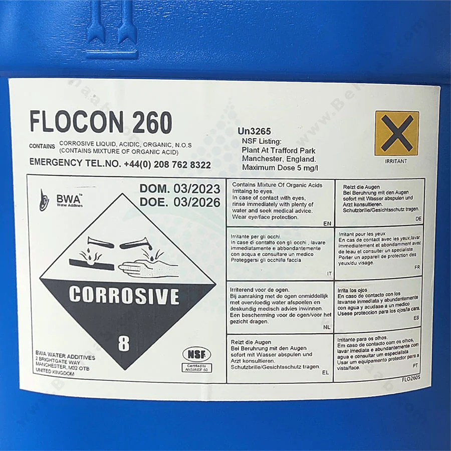 آنتی اسکالانت فلوکن مدل 260 - 25 کیلوگرمی - BWA Flocon 260 Antiscalant 25 kg