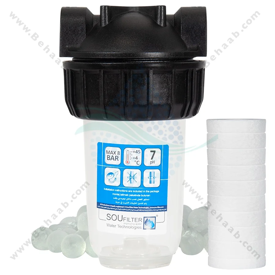 رسوب گیر کولر آبی با فیلتر الیاف و پلی فسفات 7 اینچ - Anti Scaling Swamp Water Filter cooler with PP and Polyphosphate