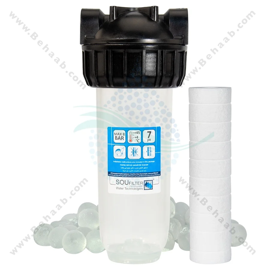 رسوب گیر کولر آبی با فیلتر الیاف و پلی فسفات 10 اینچ - Anti Scaling Swamp Water Filter cooler with PP and Polyphosphate 10 Inch