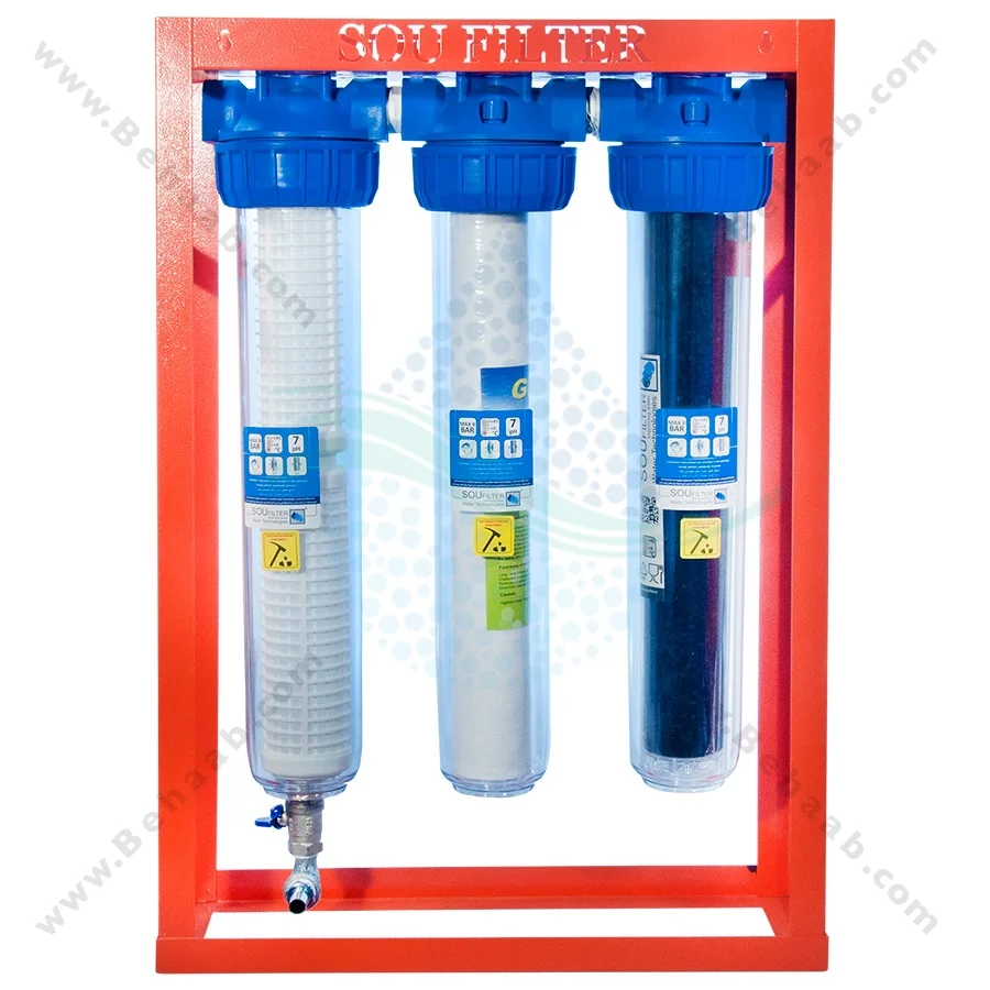 پیش تصفیه آب WHF26 توری الیاف کربن - Whole House Water Filtration System Model WHF26 with NET - PP - GAC Water Filter