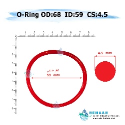 اورینگ آب داغ محفظه سوفیلتر قطر خارجی 68 ضخامت 4.5