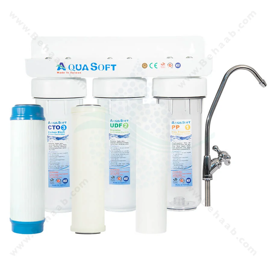 تصفیه آب سه مرحله آکوا سافت BEH-F02 - Aquasoft 3 Stage Water Filtration System Model BEH-F02