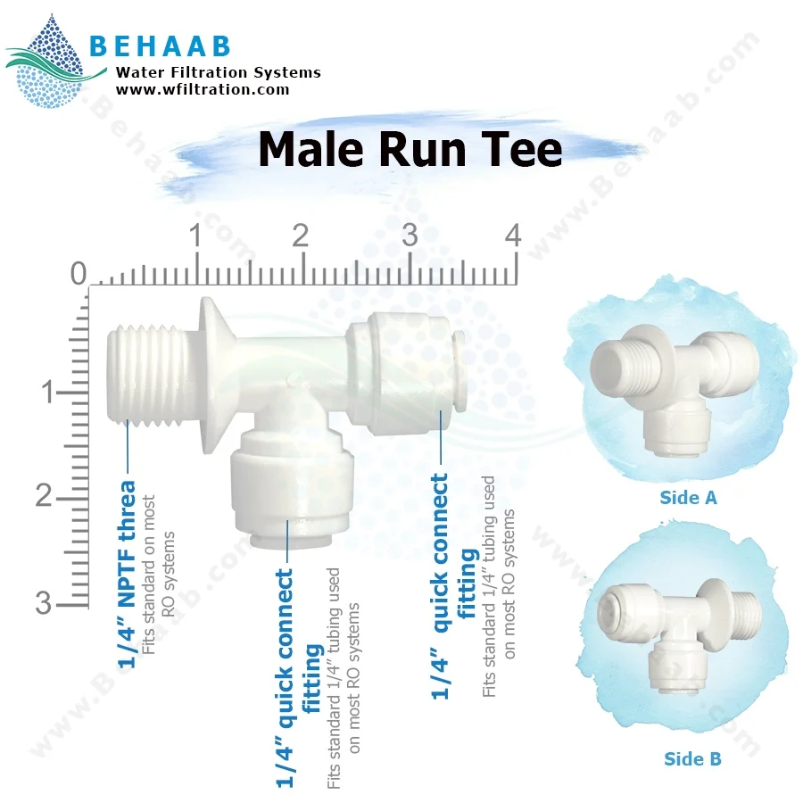 سه راه یک سر رزوه از کنار - RO Fitting Male Run Tee