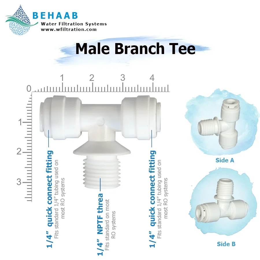 سه راه یک سر رزوه از وسط - Male Branch Tee