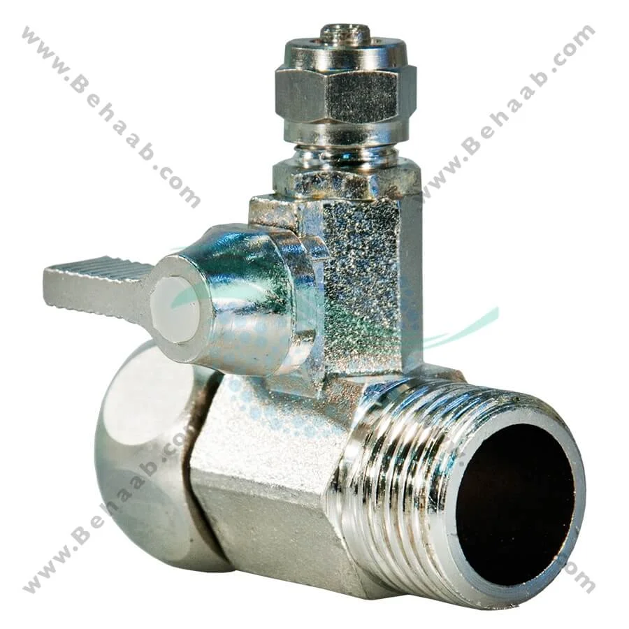 سه راه استیل با شیر ورودی تصفیه آب - RO Feed Water Adapter 1/2 Inch to 1/4 Inch Faucet Water Filter Ball Valve Tap Tee Connector Valve