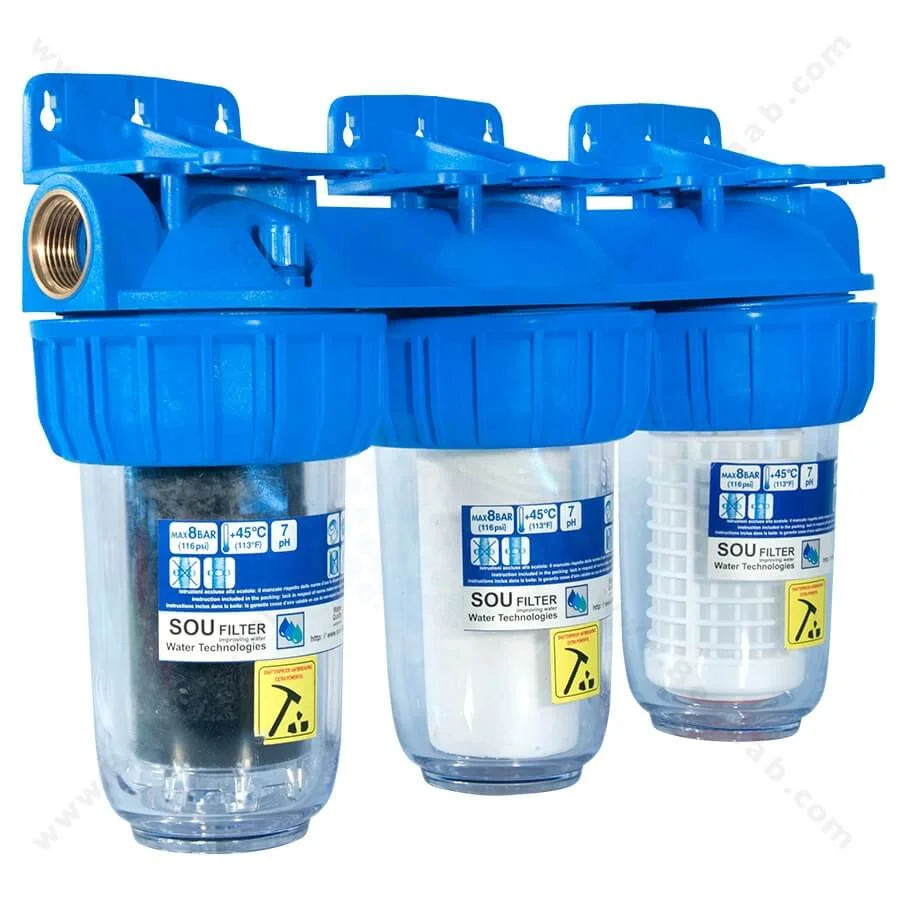 پیش تصفیه آب WHF76 توری الیاف کربن - Whole House Water Filtration System Model WHF76 with NET - PP - GAC Water Filter