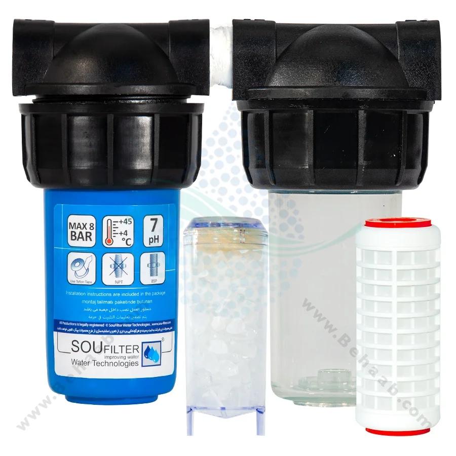 رسوب گیر 2 مرحله ای پکیج و آبگرمکن سوفیلتر - Polyphosphate And Net Filter 2 Stage Heating System Sofilter