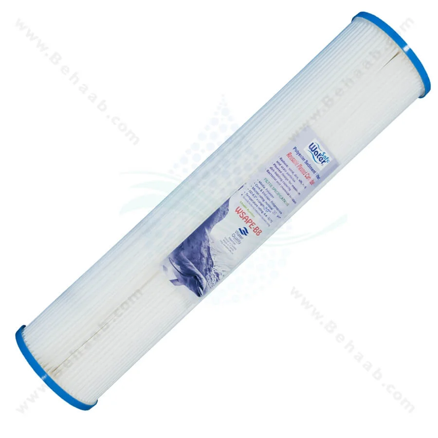 فیلتر قابل شستشو واترسیف 20 اینچ جامبو 30 میکرون - Industrial Polyester Pleated Sediment Removal Filter 20 inch Jumbo 30 micron WaterSafe