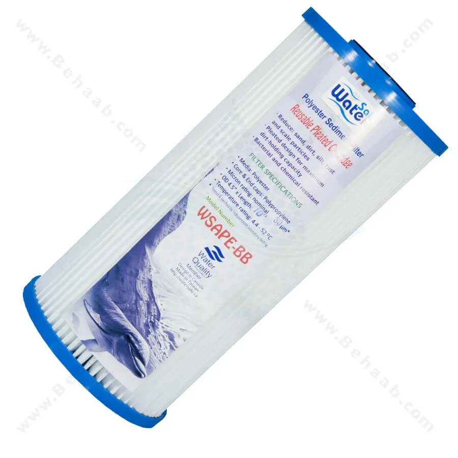 فیلتر پلی استر واتر سیف 10 اینچ جامبو 30 میکرون - Industrial Polyester Pleated Sediment Removal Filter 10 inch Jumbo30 micron WaterSafe