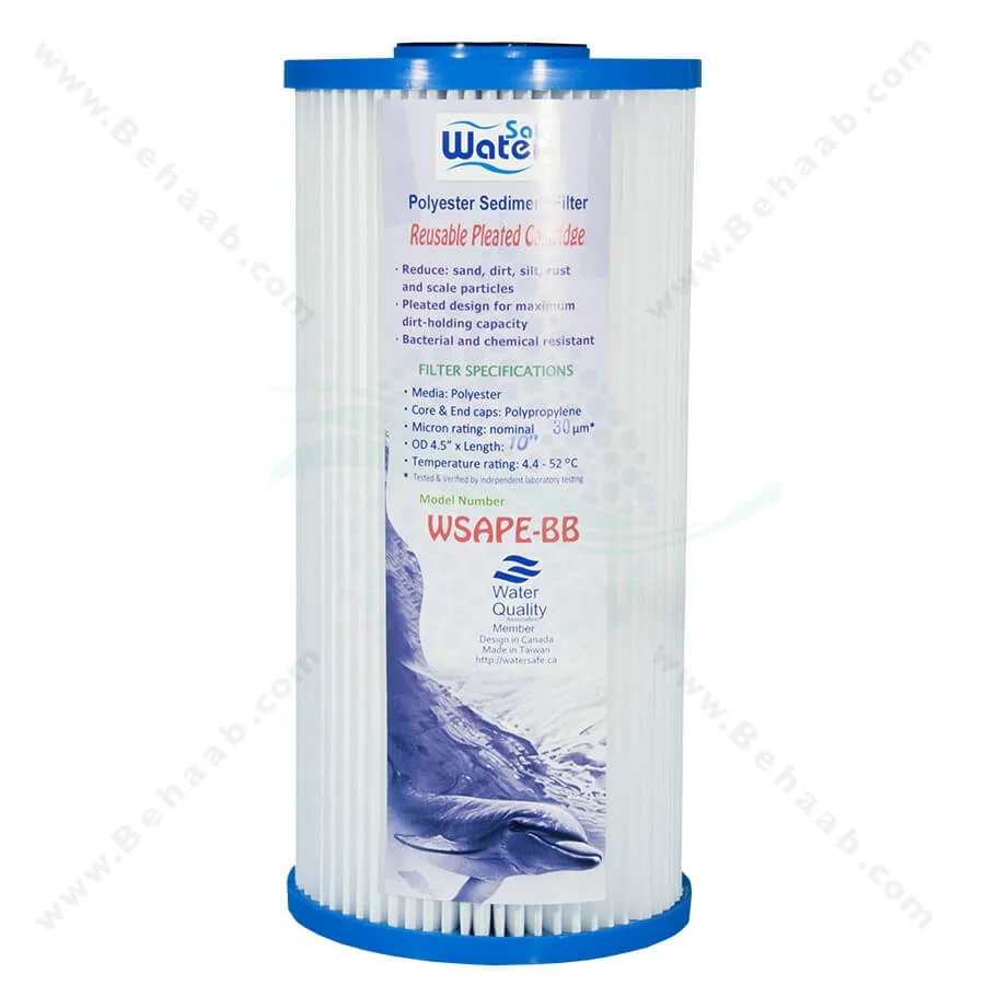 فیلتر پلی استر واتر سیف 10 اینچ جامبو 30 میکرون - Industrial Polyester Pleated Sediment Removal Filter 10 inch Jumbo30 micron WaterSafe