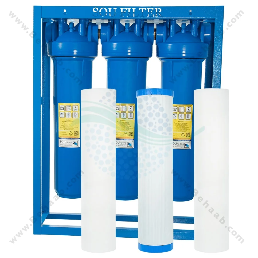 پیش تصفیه آب جامبو WHF3 الیاف کربن الیاف - Whole House Water Filtration System Model WHF3 with PP - GAC - PP Water Filter
