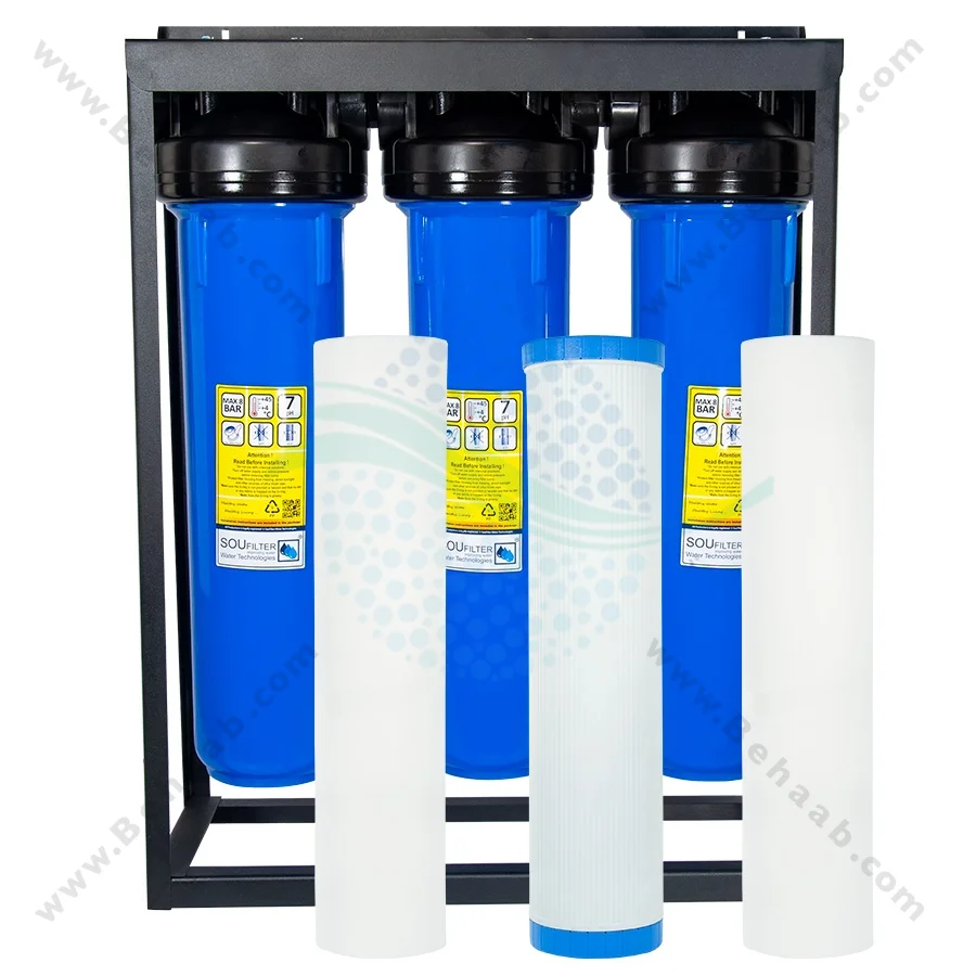 پیش تصفیه آب جامبو WHF3 الیاف کربن الیاف - Whole House Water Filtration System Model WHF3 with PP - GAC - PP Water Filter