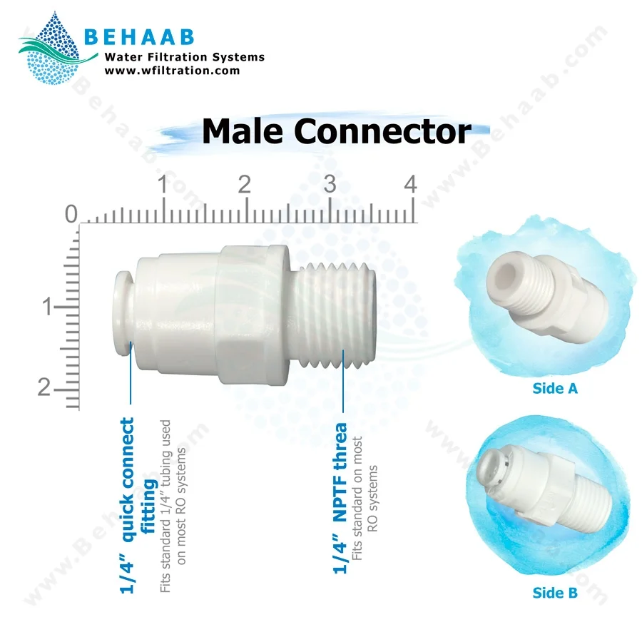 تبدیل یک چهارم رزوه به یک چهارم فیتینگی - Male Connector