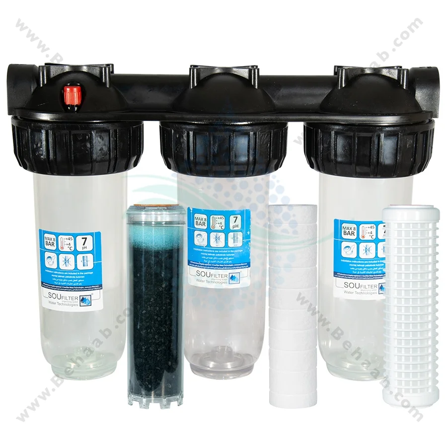پیش تصفیه آب WHF54 توری الیاف کربن - Whole House Water Filtration System Model WHF54 with NET - PP - GAC Water Filter