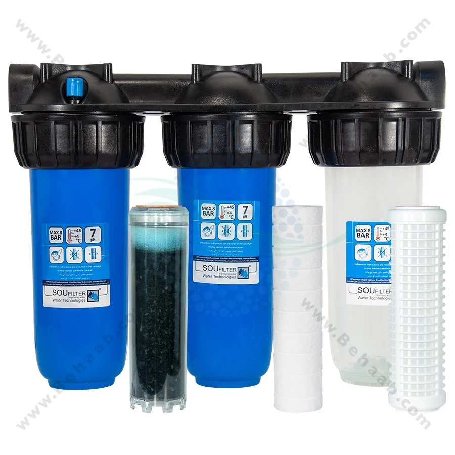 پیش تصفیه آب WHF54 توری الیاف کربن - Whole House Water Filtration System Model WHF54 with NET - PP - GAC Water Filter