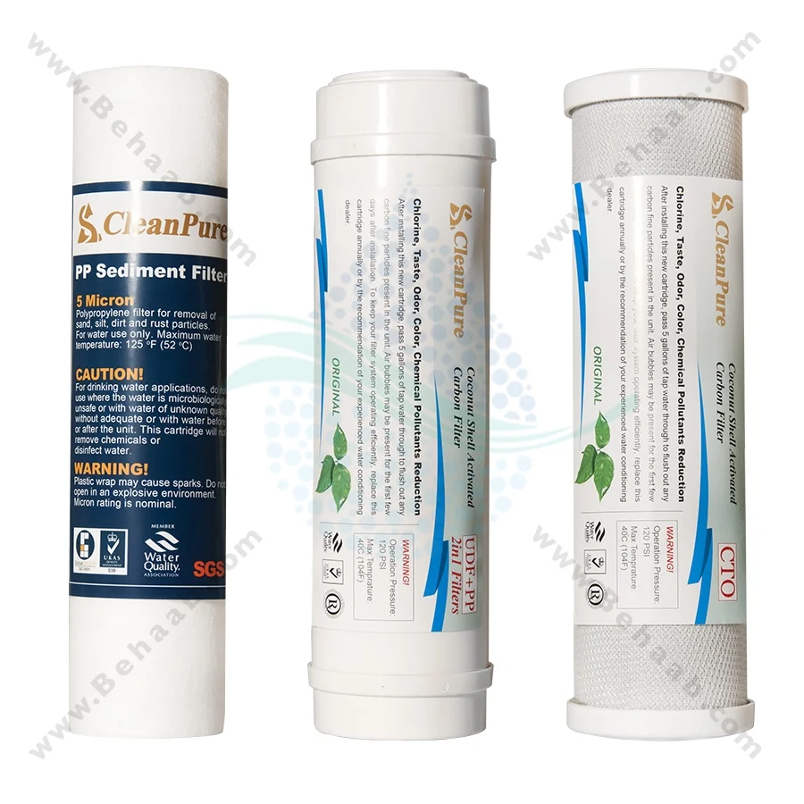 پک 3 عددی فیلتر تصفیه آب کلین پیور - PP UDF CTO Water Filter Clean Pure