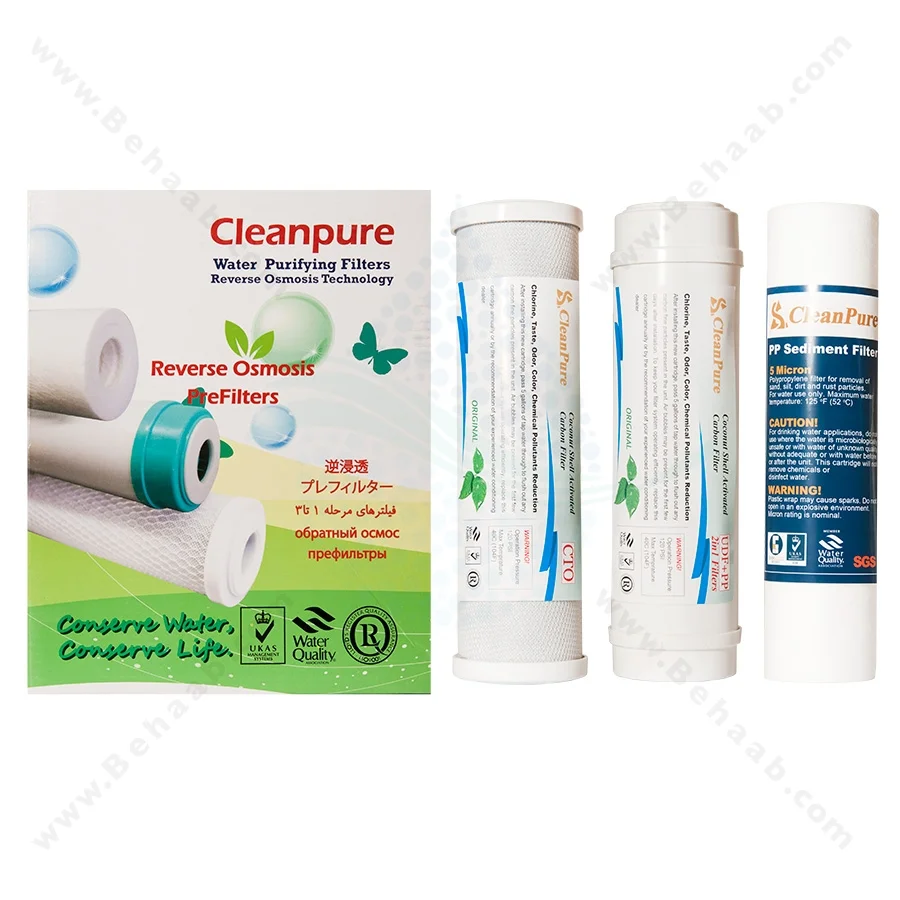 پک 3 عددی فیلتر تصفیه آب کلین پیور - PP UDF CTO Water Filter Clean Pure