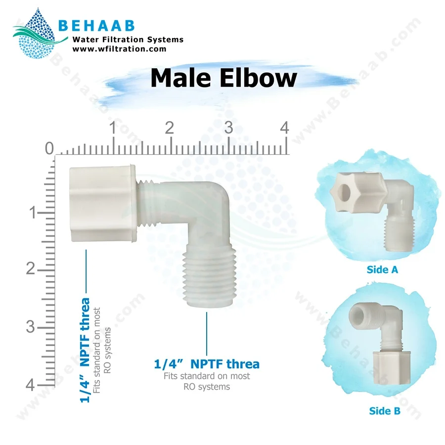 زانو یک چهارم رزوه به یک چهارم مهره ای - Male Elbow JACO
