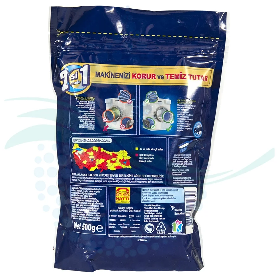 پودر جرم گیر لباسشویی کالگون Calgon Toz وزن 500 گرم - Calgon Toz 2 in 1 Powder Detergent Washing Machine 1500 gr
