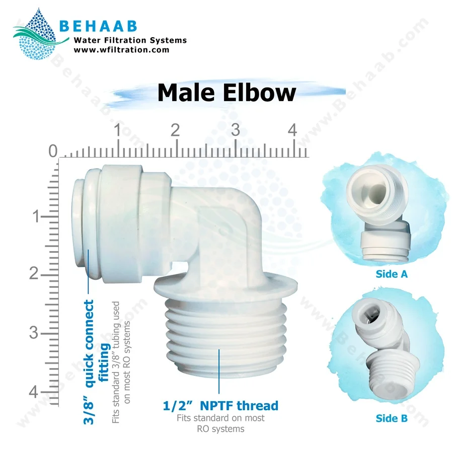 زانو یک دوم رزوه به سه هشتم فیتینگی - Male Elbow Semi-Industrial