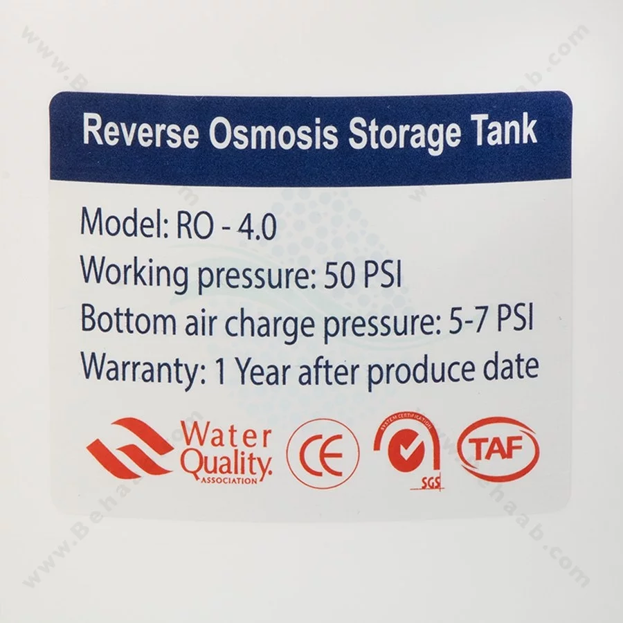 مخزن تصفیه آب 4 گالن مدل RO-4.0 - Reverse Osmosis Water Storage Tank Model RO-4.0