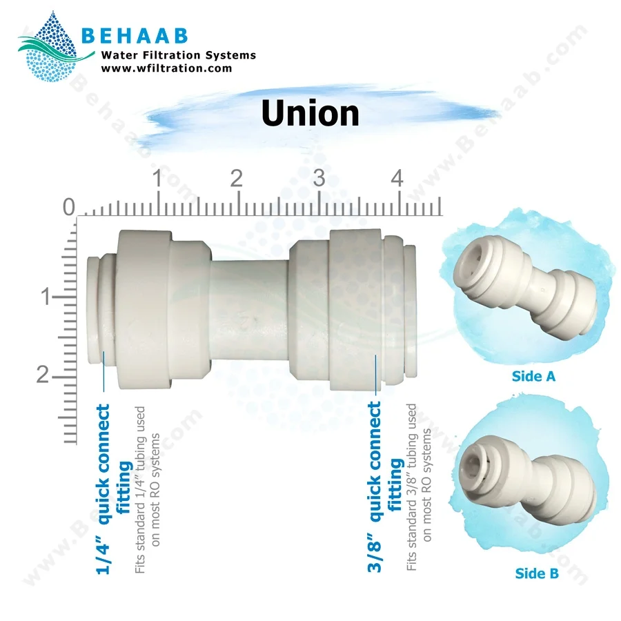رابط شلنگ یک چهارم به سه هشتم فیتینگی - Union Semi Industrial