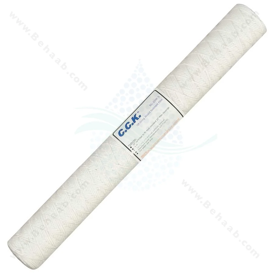 فیلتر نخ تابیده 20 اینچ اسلیم سی سی کا 5 میکرون مدل SC-20W-5 - 20 inch 5 Micron Slim String Wound Sediment Filter CCK Model SC-20W-5