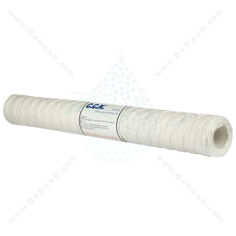 فیلتر نخ تابیده 20 اینچ اسلیم سی سی کا 5 میکرون مدل SC-20W-5 - 20 inch 5 Micron Slim String Wound Sediment Filter CCK Model SC-20W-5