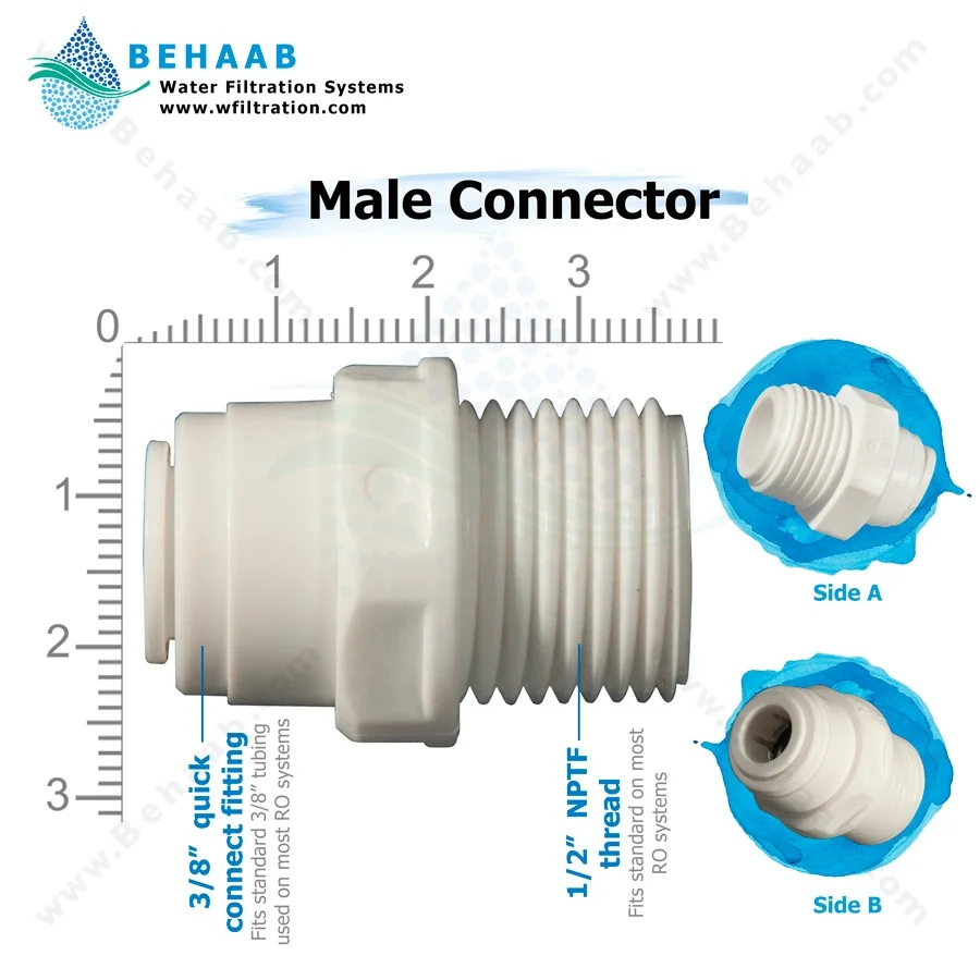 تبدیل یک دوم رزوه به سه هشتم فیتینگی - Male Connector Semi-Industrial