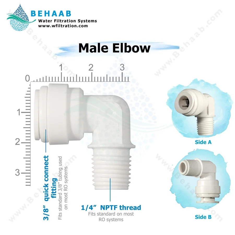 زانو یک چهارم رزوه به سه هشتم فیتینگی - Male Elbow Semi-Industrial