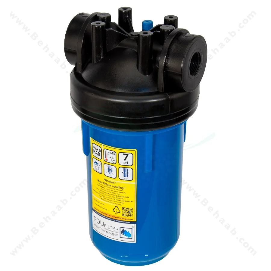 هوزینگ 10 اینچ جامبو ورودی 1 اینچ سوفیلتر - 10 inch Water Filter Housing Jumbo with 1 inch input SouFilter