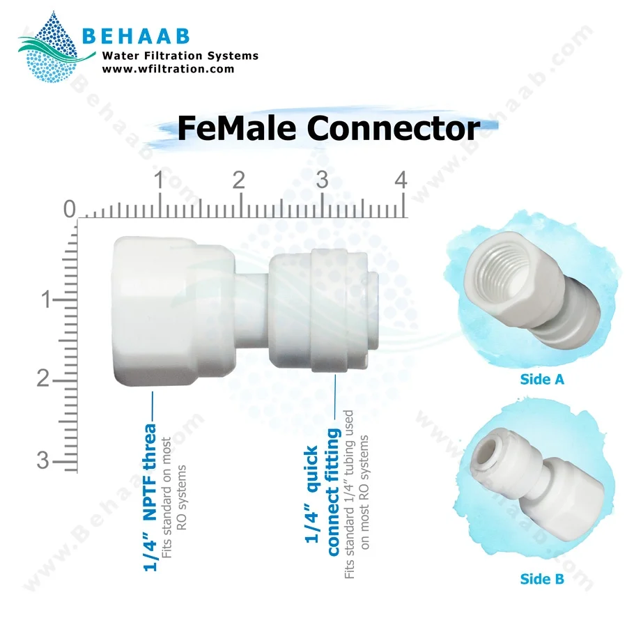 تبدیل یک چهارم داخل رزوه به یک چهارم فیتینگی - RO Fitting Female Connector
